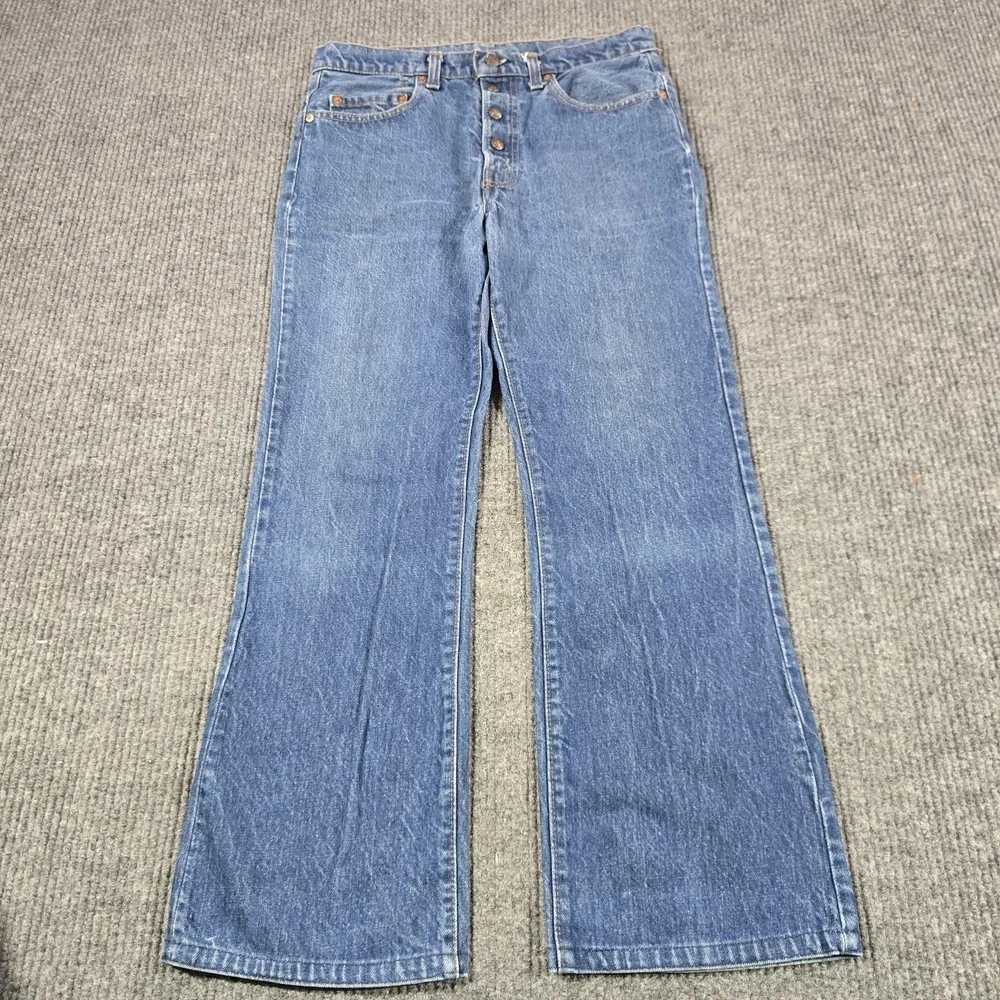Vintage 80s Levi's 517 Jeans Mens 32x32 Blue‎ Bootcut USA Custom Snap Button Fly